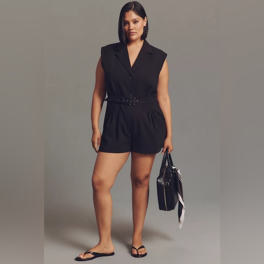 NWT! By Anthropologie Sleeveless Belted Romper - Multiple🟠